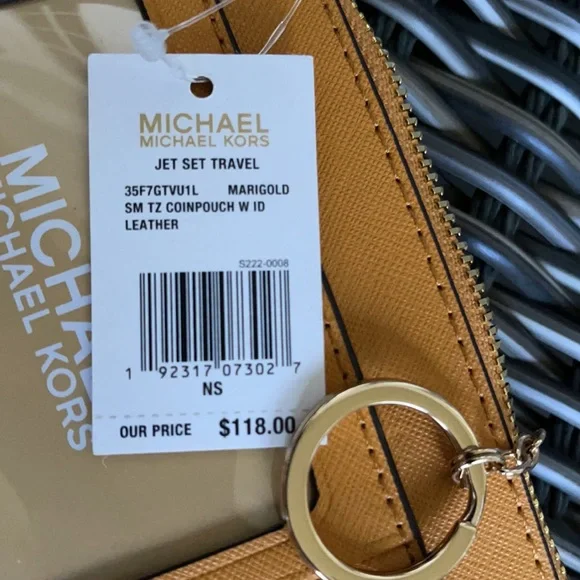 Michael Kors Jet Set Travel Marigold Small Top Zip Coinpouch with ID Key Holder